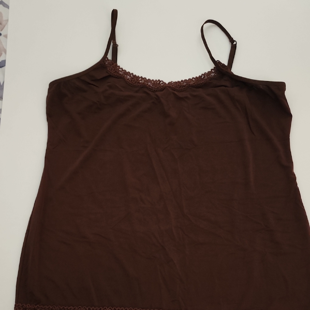 JOCKEY Chocolate Brown Camisole with Lace Trim Size XXL